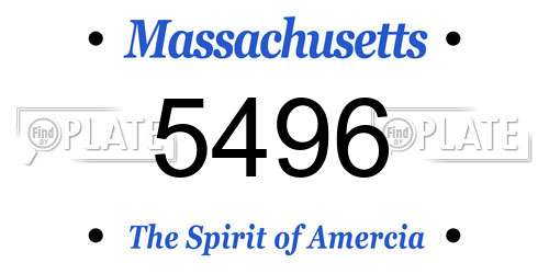5496 Massachusetts License Plate