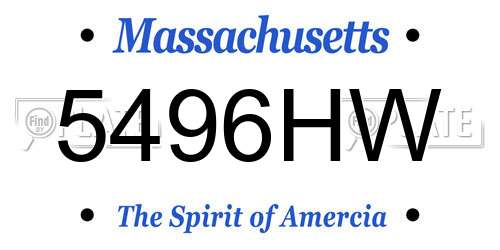5496HW Massachusetts License Plate