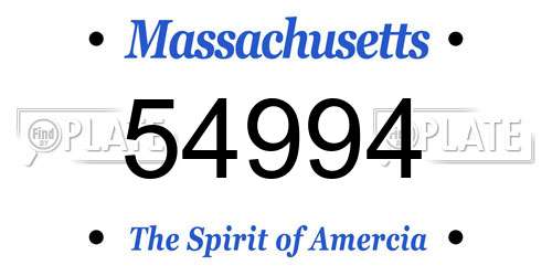 54994 Massachusetts License Plate