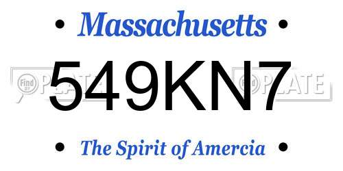 549KN7 Massachusetts License Plate