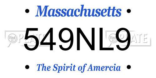 549NL9 Massachusetts License Plate