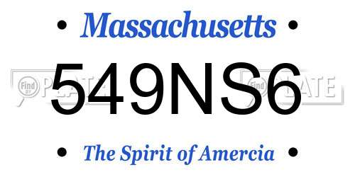 549NS6 Massachusetts License Plate