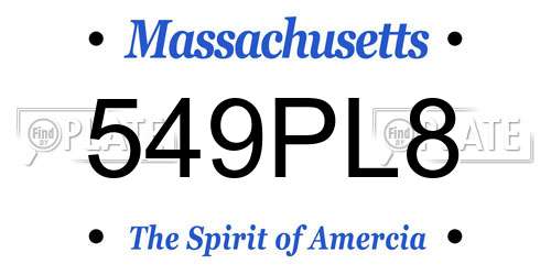 549PL8 Massachusetts License Plate