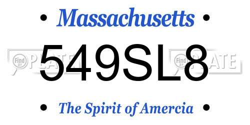 549SL8 Massachusetts License Plate