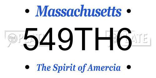 549TH6 Massachusetts License Plate