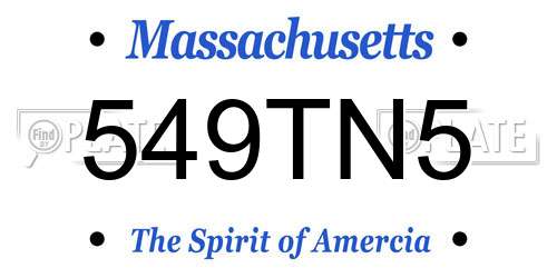 549TN5 Massachusetts License Plate
