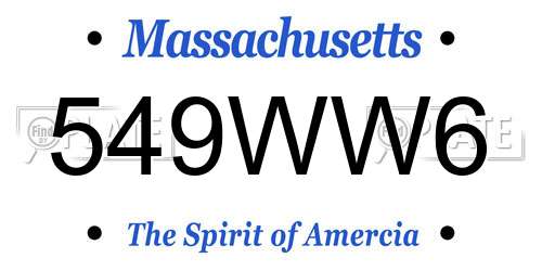 549WW6 Massachusetts License Plate