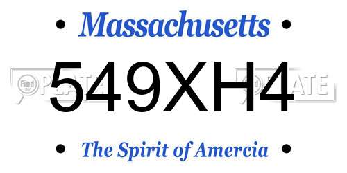 549XH4 Massachusetts License Plate