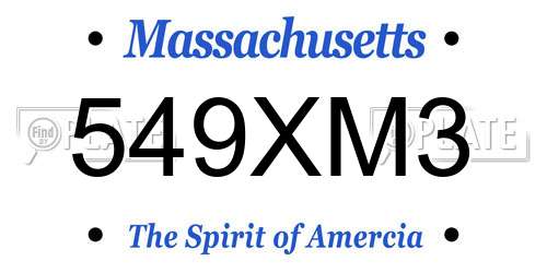 549XM3 Massachusetts License Plate