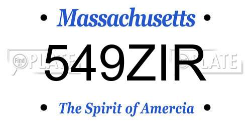 549ZIR Massachusetts License Plate