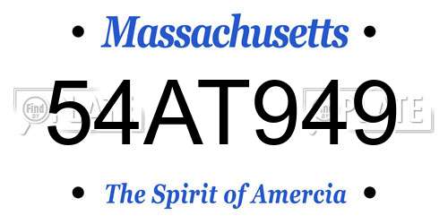 54AT949 Massachusetts License Plate
