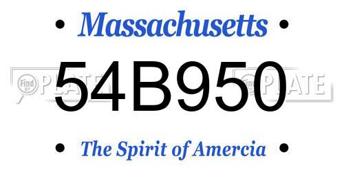 54B950 Massachusetts License Plate