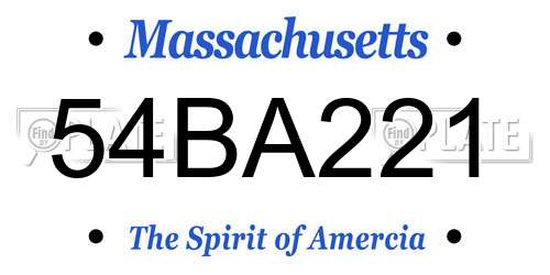 54BA221 Massachusetts License Plate