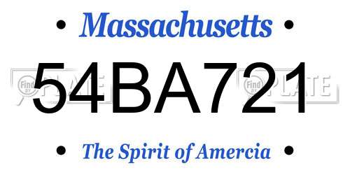 54BA721 Massachusetts License Plate