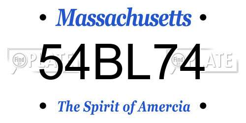 54BL74 Massachusetts License Plate