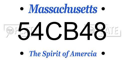54CB48 Massachusetts License Plate