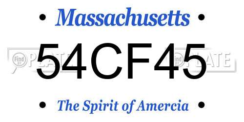 54CF45 Massachusetts License Plate