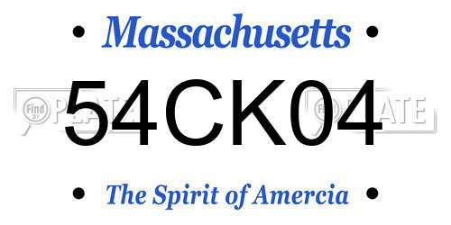 54CK04 Massachusetts License Plate