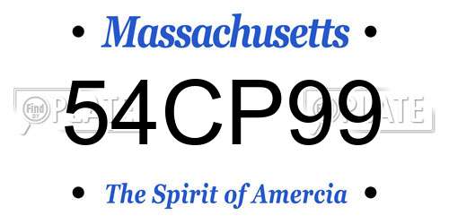 54CP99 Massachusetts License Plate