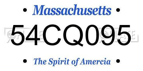 54CQ095 Massachusetts License Plate