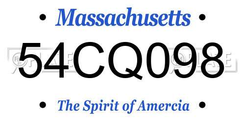 54CQ098 Massachusetts License Plate