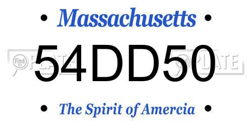 54DD50 Massachusetts License Plate