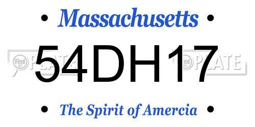 54DH17 Massachusetts License Plate