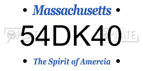 54DK40 Massachusetts License Plate