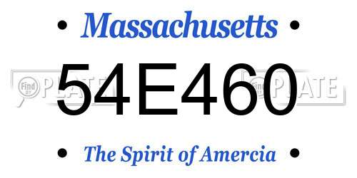 54E460 Massachusetts License Plate