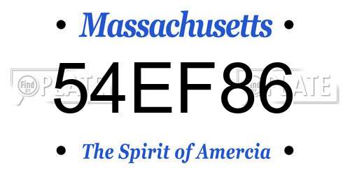 54EF86 Massachusetts License Plate