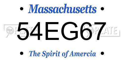54EG67 Massachusetts License Plate
