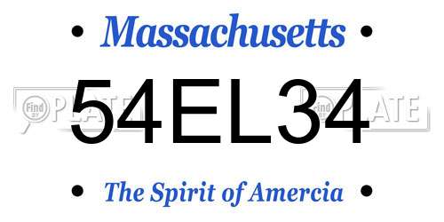 54EL34 Massachusetts License Plate