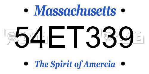 54ET339 Massachusetts License Plate