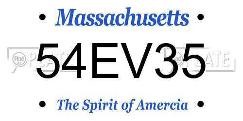 54EV35 Massachusetts License Plate