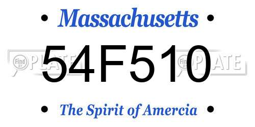 54F510 Massachusetts License Plate