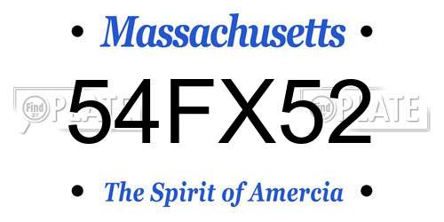 54FX52 Massachusetts License Plate
