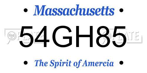54GH85 Massachusetts License Plate