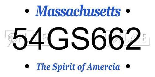 54GS662 Massachusetts License Plate