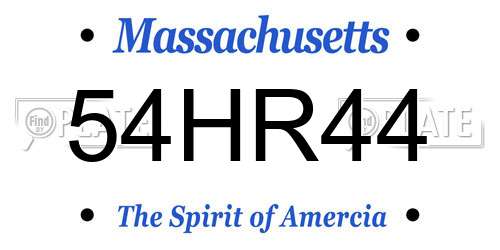 54HR44 Massachusetts License Plate