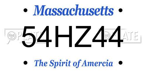54HZ44 Massachusetts License Plate