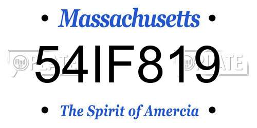 54IF819 Massachusetts License Plate