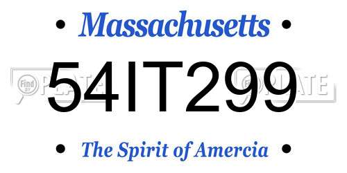 54IT299 Massachusetts License Plate