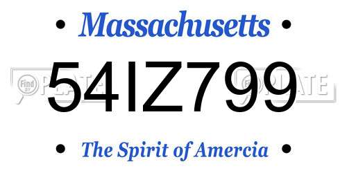 54IZ799 Massachusetts License Plate