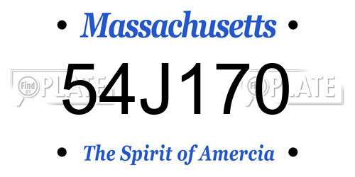 54J170 Massachusetts License Plate