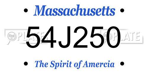 54J250 Massachusetts License Plate