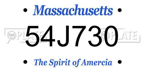 54J730 Massachusetts License Plate