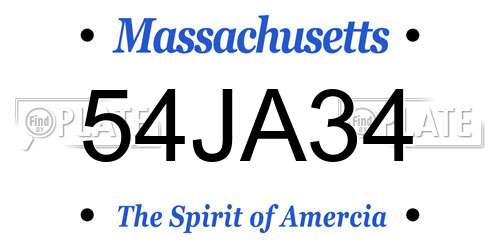 54JA34 Massachusetts License Plate