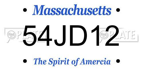 54JD12 Massachusetts License Plate