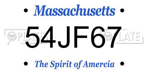 54JF67 Massachusetts License Plate