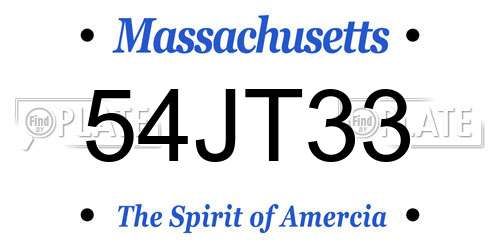 54JT33 Massachusetts License Plate